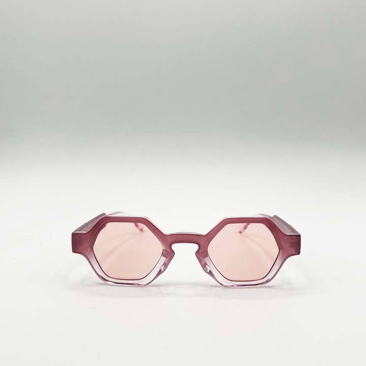 Round Hexagon Sunglasses in Pink for wholesale on Faire