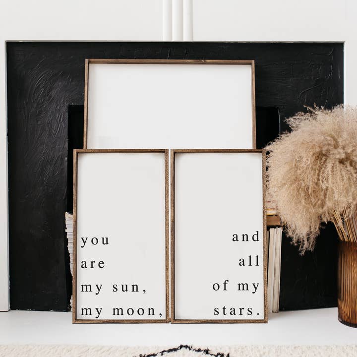 You Are My Sun, My Moon, And All Of My Stars Wood Sign Set for wholesale by Hoekstra Decor