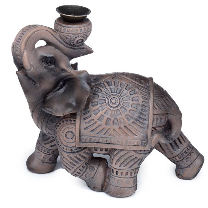 Peace of the East Wood Effect Elephant Backflow Burner for wholesale by Puckator Ltd