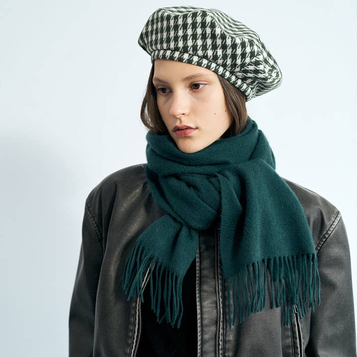 Lost Pattern NYC - Wholesale Beret - Unisex - "Houndstooth" Beret Hat - Green