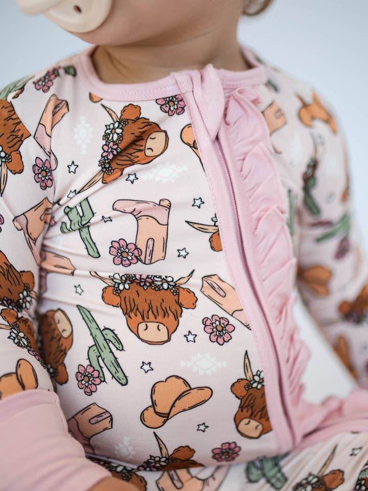 Pink Highland Cow Loveralls for wholesale by House of Henry