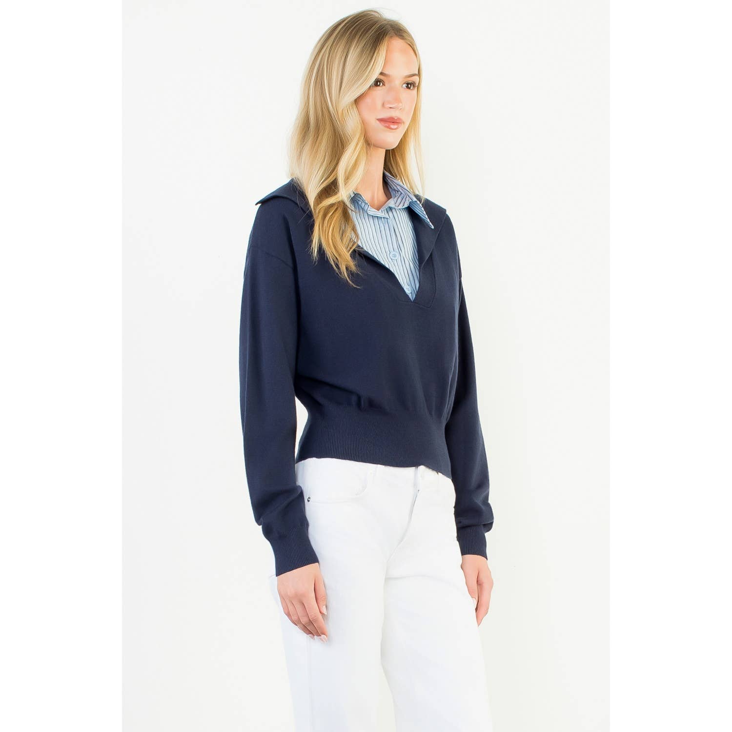 BLU NAVY Maglione a Collo Alto in Maglia in vendita all'ingrosso su Faire5