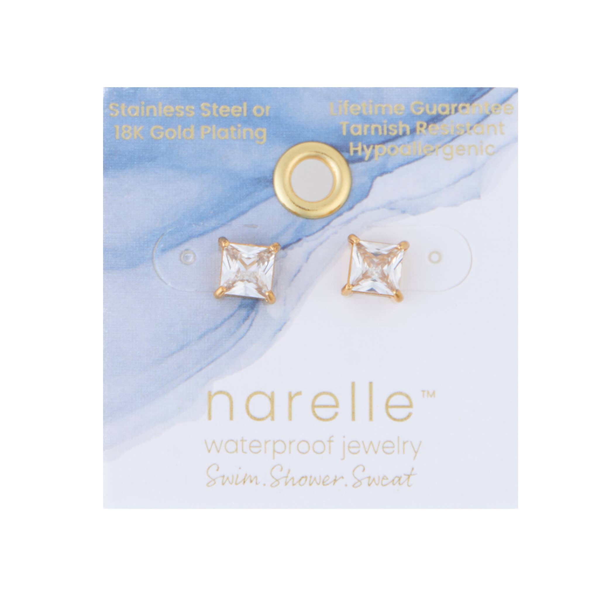 Howard's – wholesale Stud/post earrings – Waterproof Earrings 6mm Square Cubic Zirconia Stud Narelle2