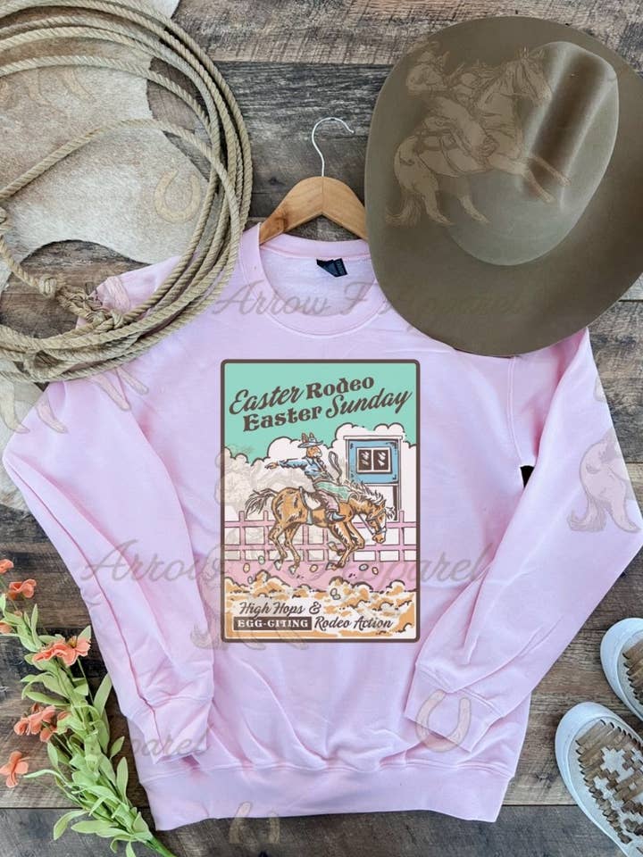 "Easter Rodeo" Sweatshirt or Tee (Pink) for wholesale by Arrow F Apparel
