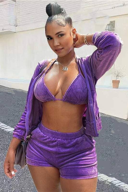 Flarix - Wholesale Top & Skirt Set - Women's - velour jacket shorts set10