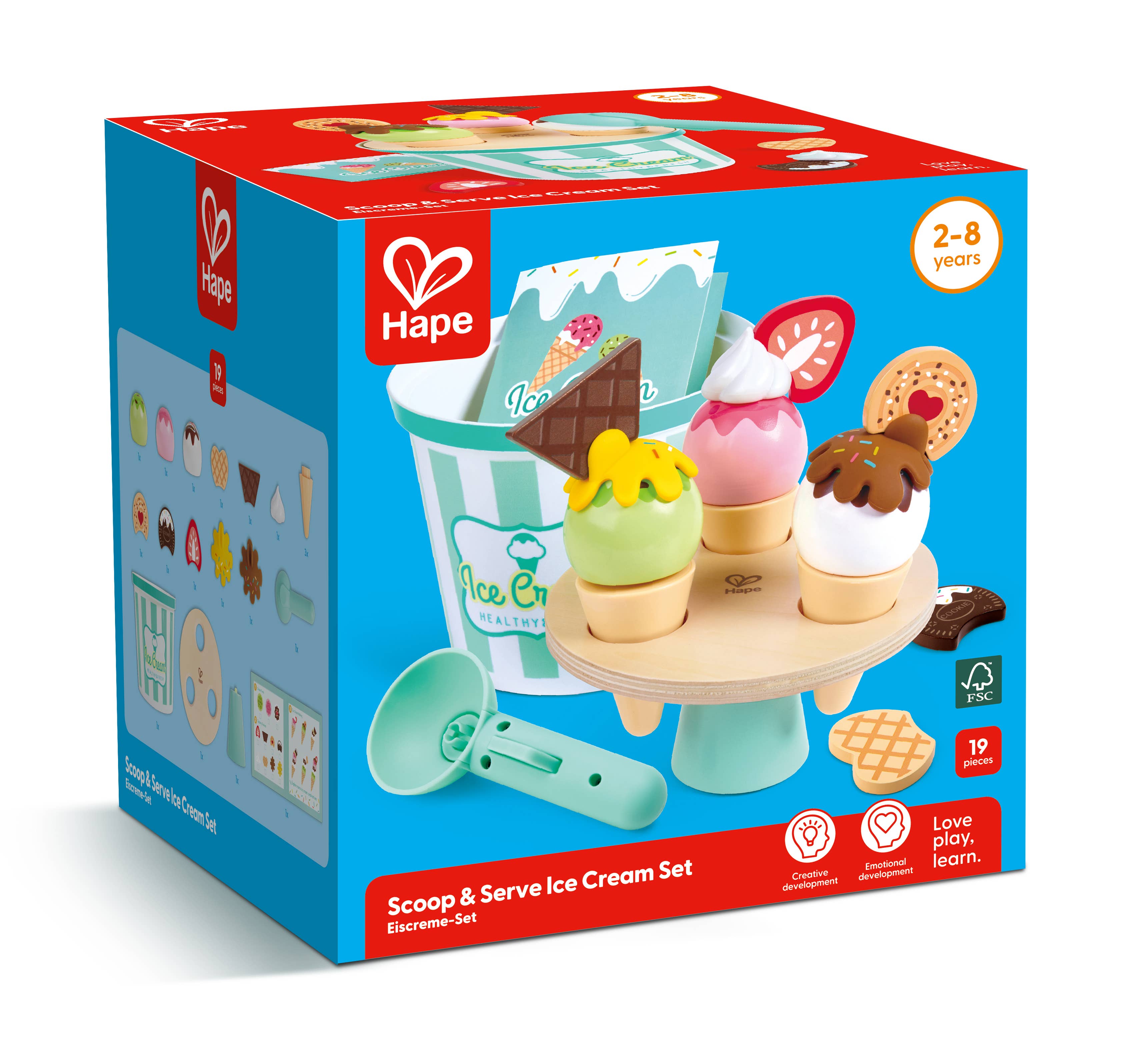 Hape Toys - Vente Jouet en bois – enfant - Ensemble de service à glace avec cuillère5