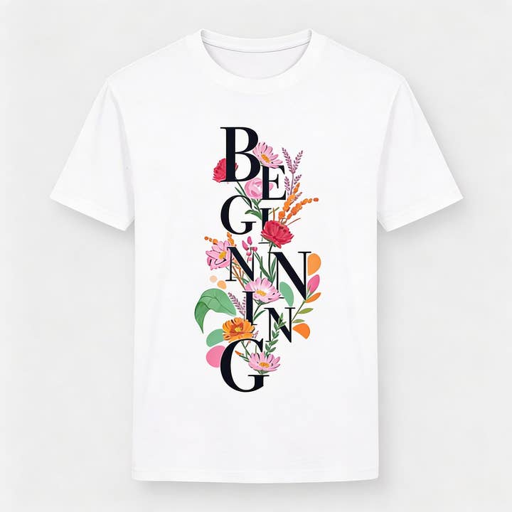 Dam-T-shirt med tryck "beginning" för wholesale av Vinto Exclusive