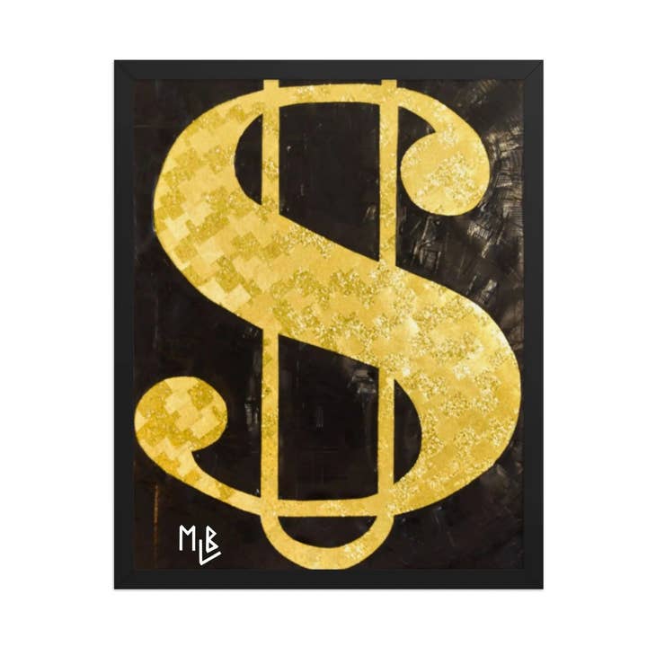 U$ Affiche encadrée dorée/noire pour la vente par MLB Artist