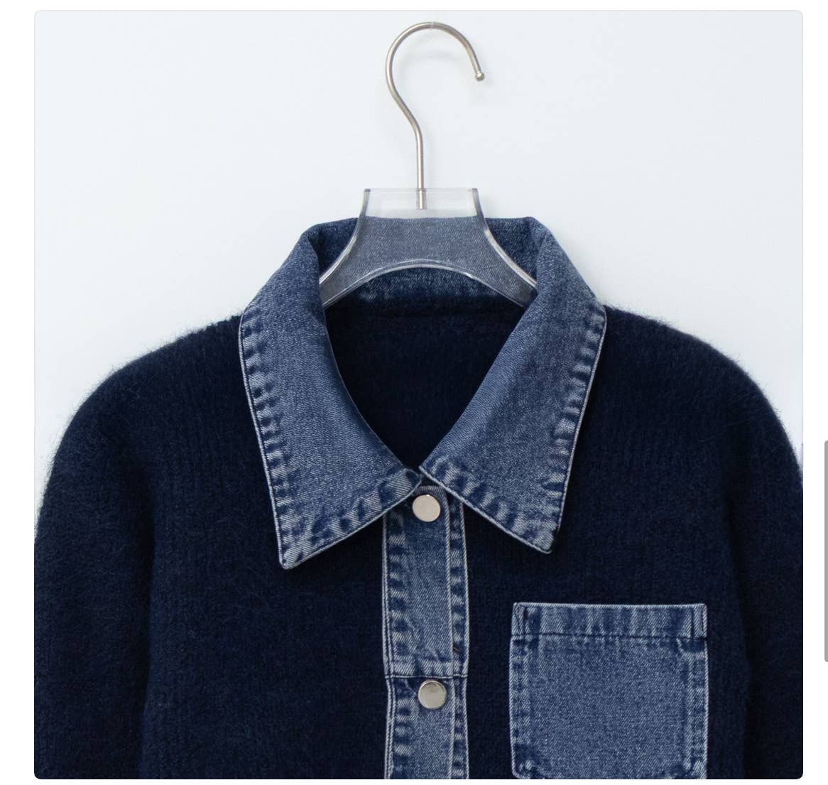 Little Light - Wholesale Jacket - Women's - Denim Layered Pocket Knit Jacket23