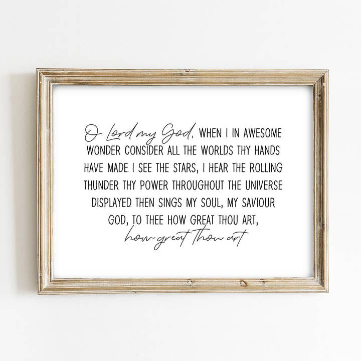 Paper House Print Shop - Wholesale Art Print - How Great Thou Art Christian Hymn Art Print0