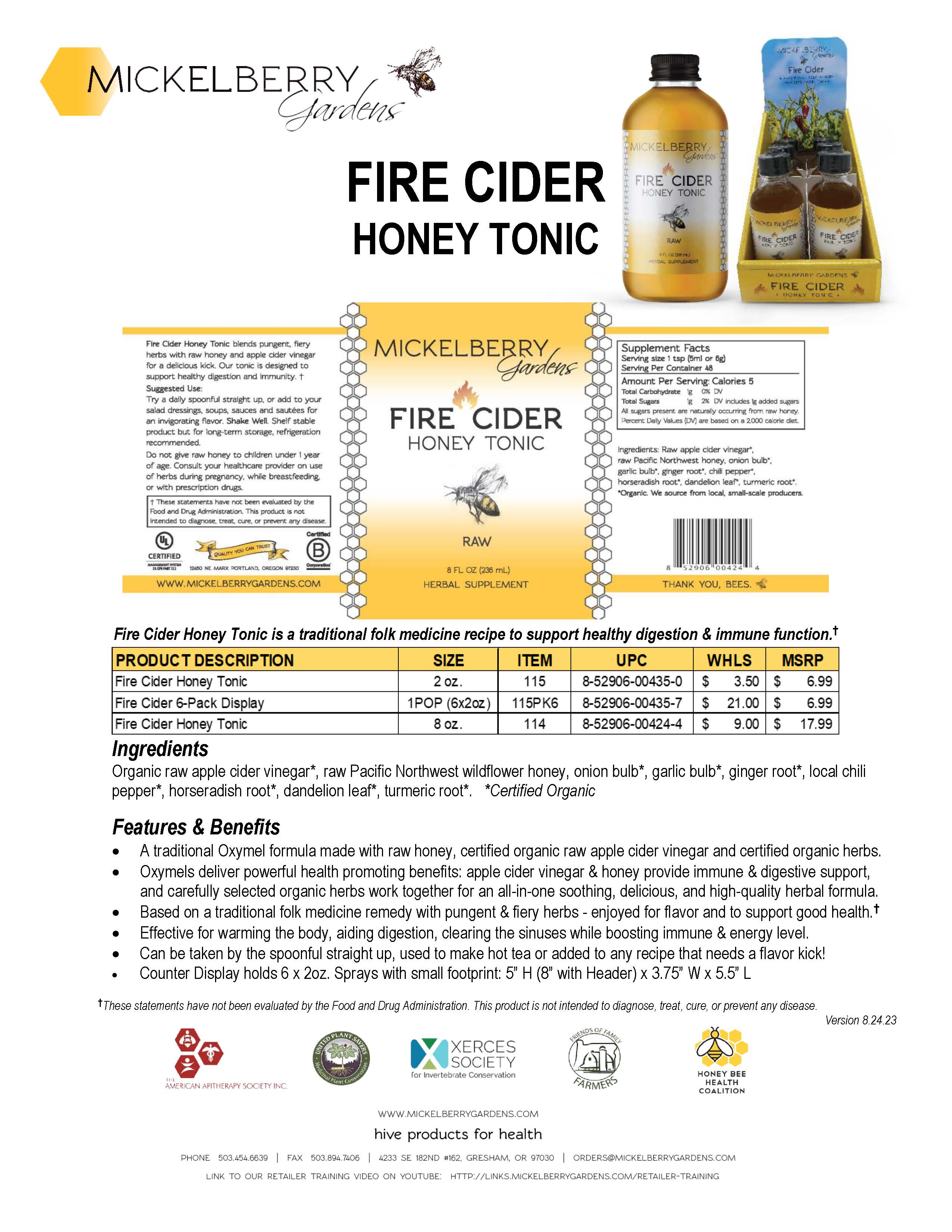 Mickelberry Gardens - Wholesale Retailer Display - Food & Drink - Fire Cider Display 2 oz (Pack of 6) — clear head and sinuses5