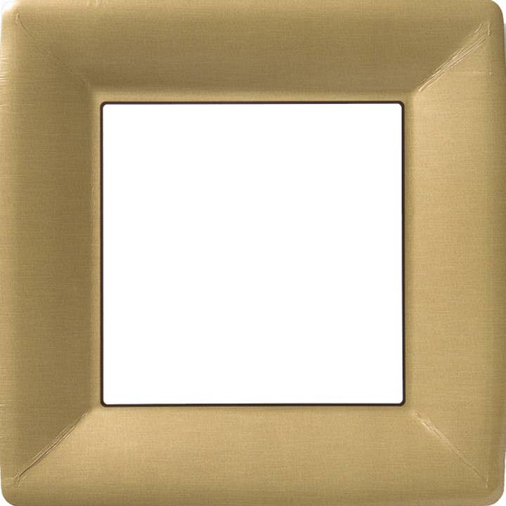 10" Square Paper Plates Pack of 8 Classic Linen gold for wholesale by Boston International