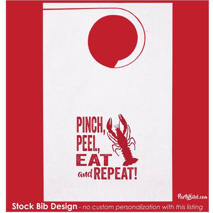 Stock Party Lätzchen - Pinch, Peel, Eat, Repeat Design, 20 Stück für den Großhandel von Party Bibs