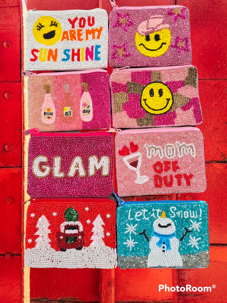 The Candy Collections - Venta al por mayor Monedero - Mujer - Bolsa de monedas Seed Bead, cristal de Navidad, cara sonriente, hola0