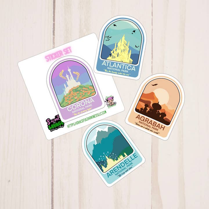 Disney Princess Inspired National Park Set, Vinyl Sticker for wholesale by Graceful Darkness, LLC