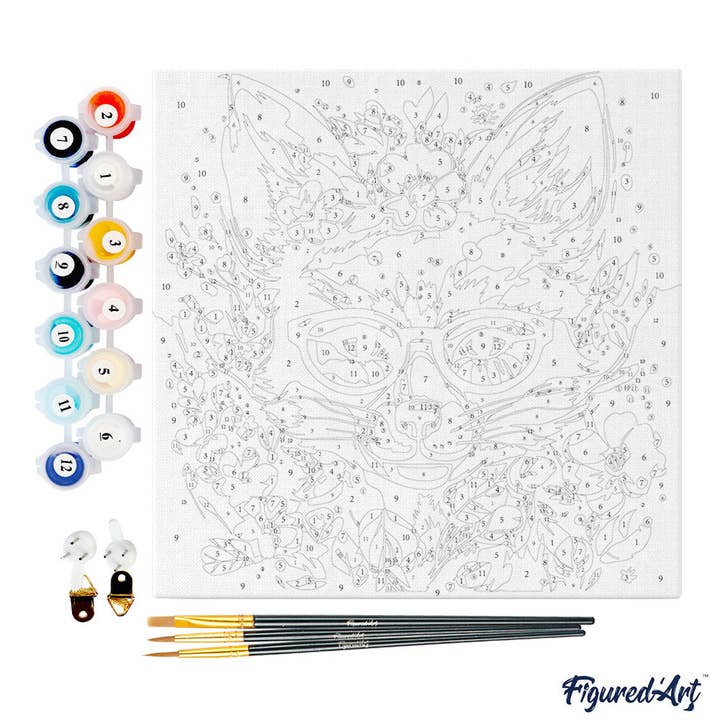 Figured'Art - Wholesale Paint Set - Mini Paint by numbers Fantasy fox and flowers already framed