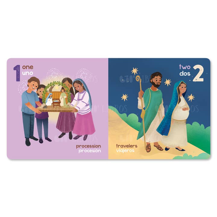Lil' Libros ~ Bilingual Children's Books & Games - Wholesale Baby & Toddler Book (0-2) - Las Posadas: Numbers / Números (Bilingual: English/Spanish)1