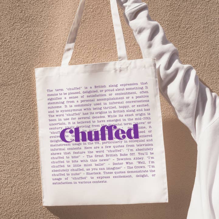 'Chuffed' Slang Tote Bag for wholesale by Love British Lifestyle