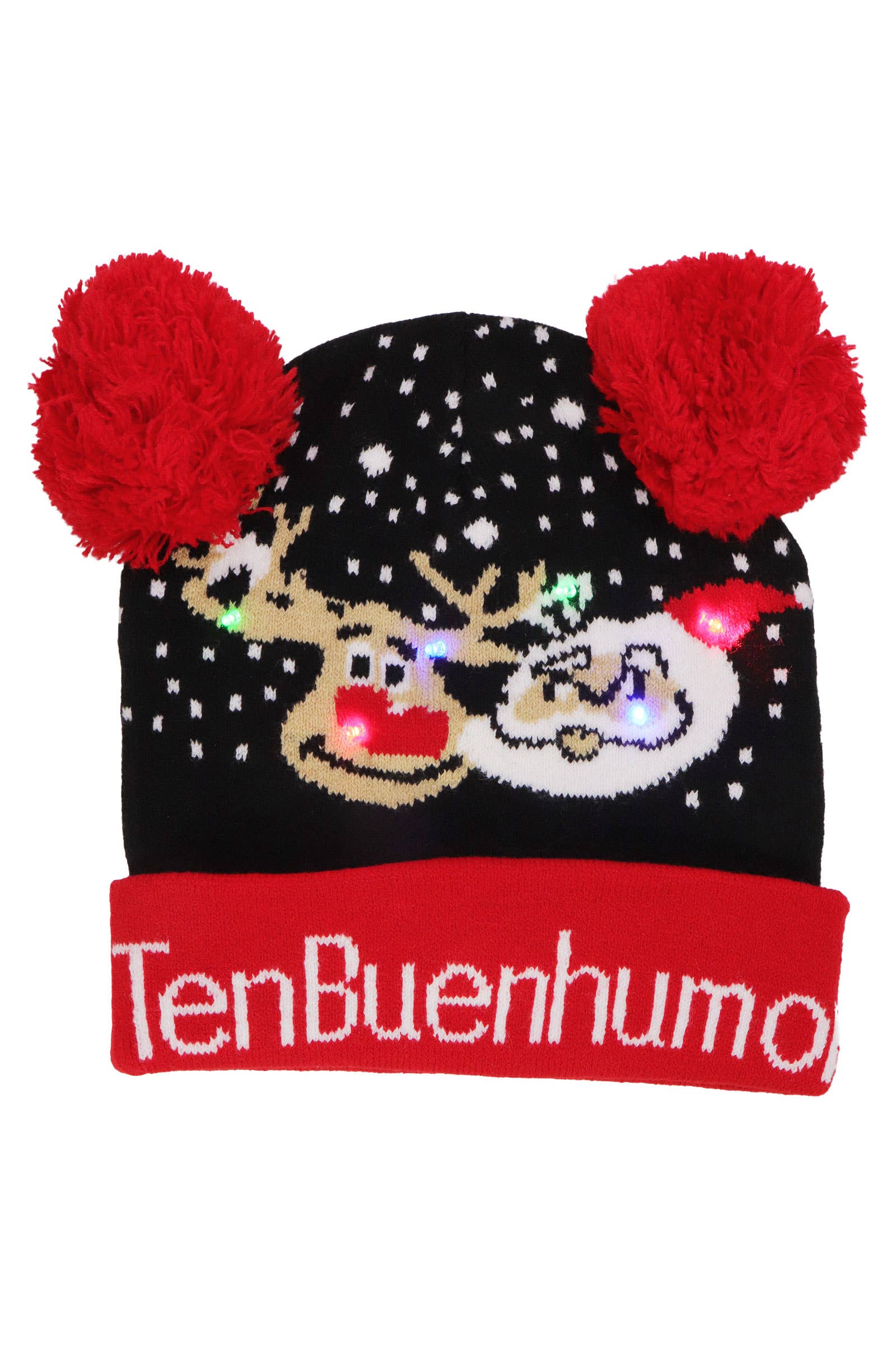 ASSORTI Kerstmis LED Lichtgevende Dubbele Pom Pom Muts voor groothandel op Faire12