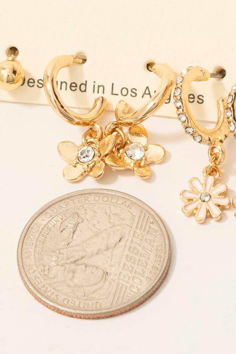 G Mixed Butterfly And Flowers Hoop Earrings Set for wholesale on Faire1