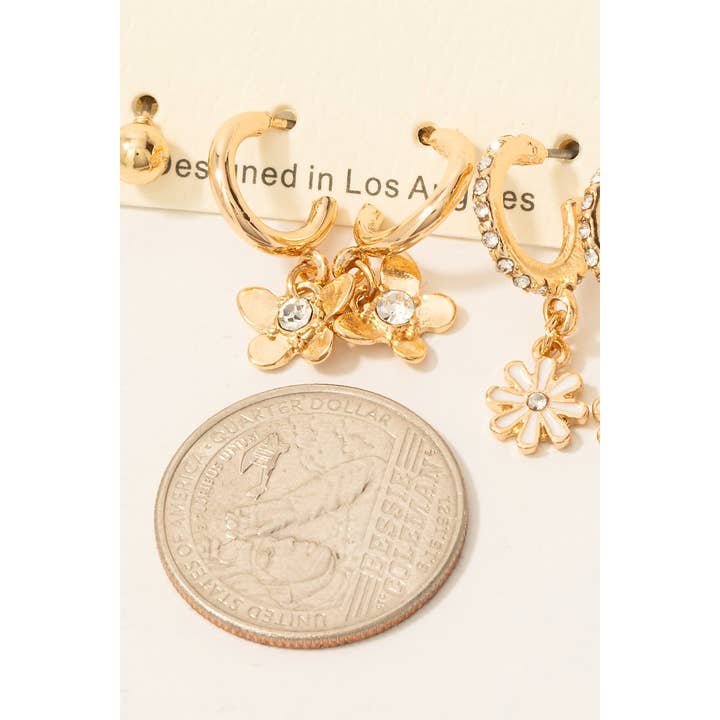 G Mixed Butterfly And Flowers Hoop Earrings Set for wholesale on Faire1