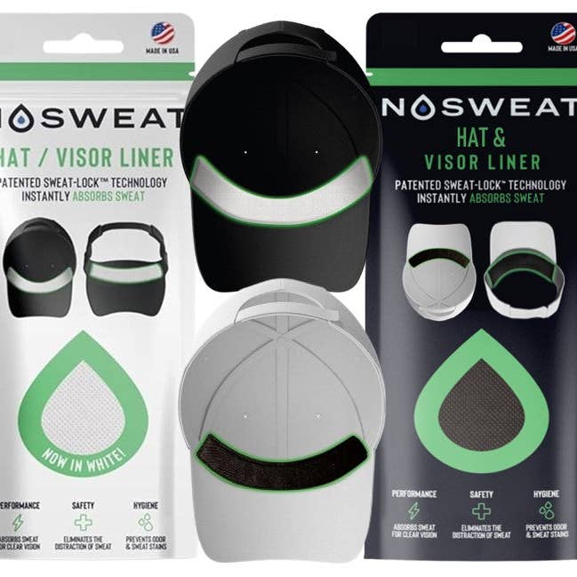 NoSweat - Wholesale Sports Headband - Unisex - White & Black Sweat Liners - Patented SweatLock™3