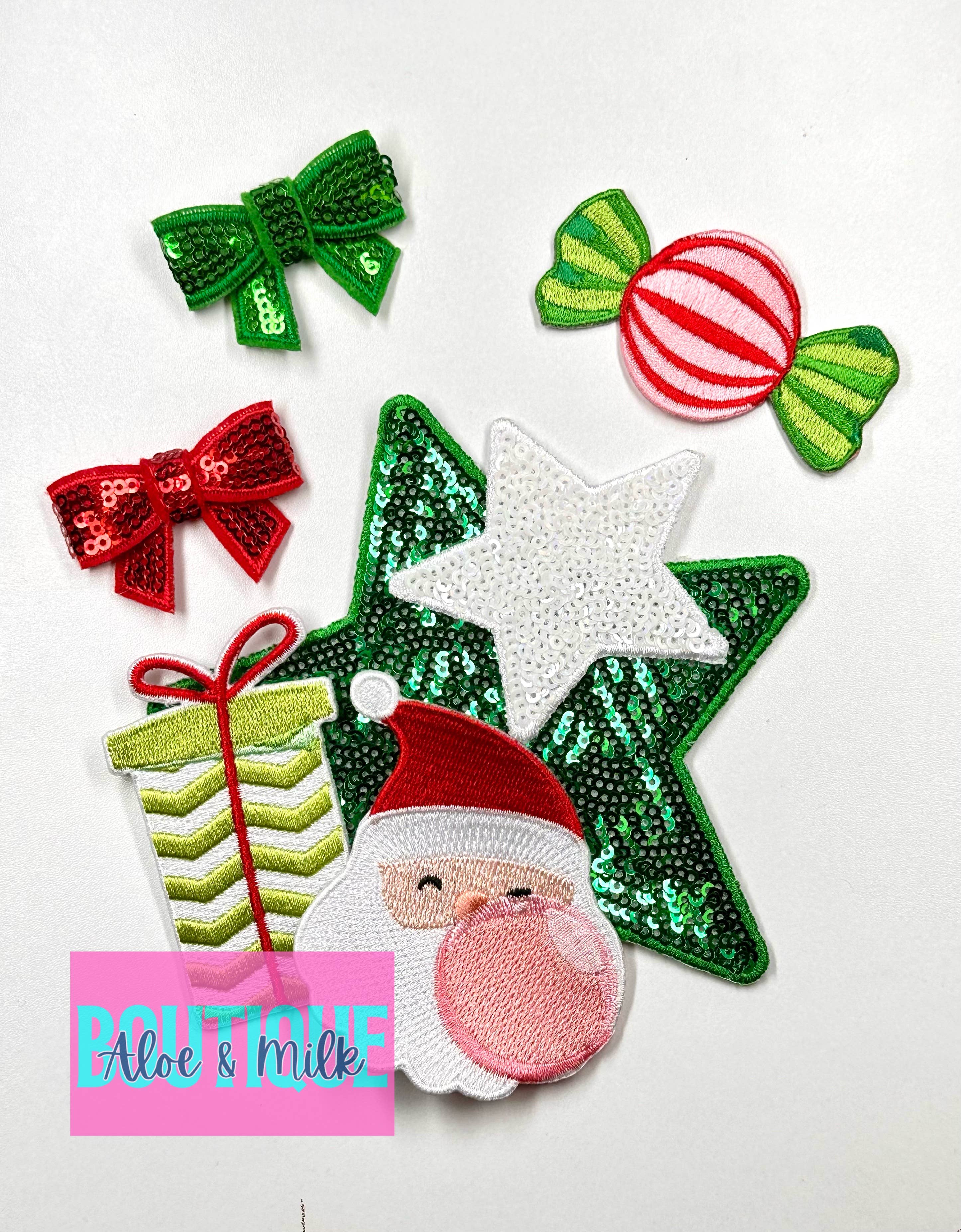 Aloe and Milk Boutique - Wholesale Patch - Christmas Santa Bubblegum, santa patches, christmas patches3