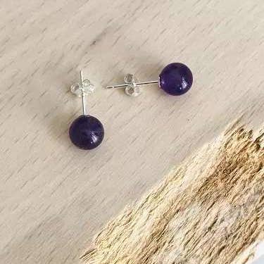 Earrings - 925 Silver and Amethyst for wholesale by CocoonMe