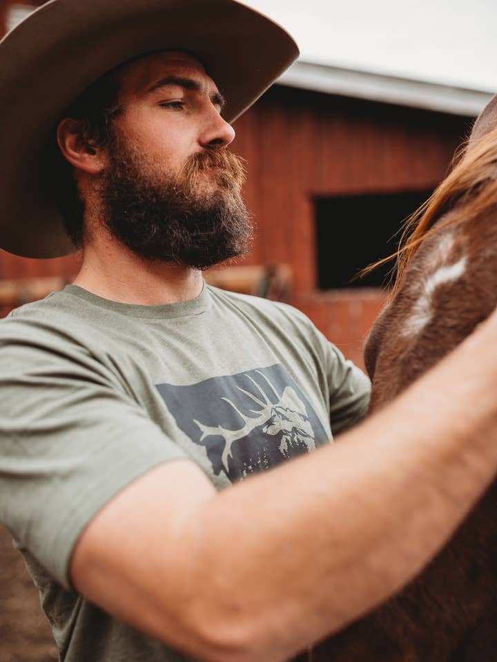 MT Bull Elk Tee for wholesale by Made of Mountains