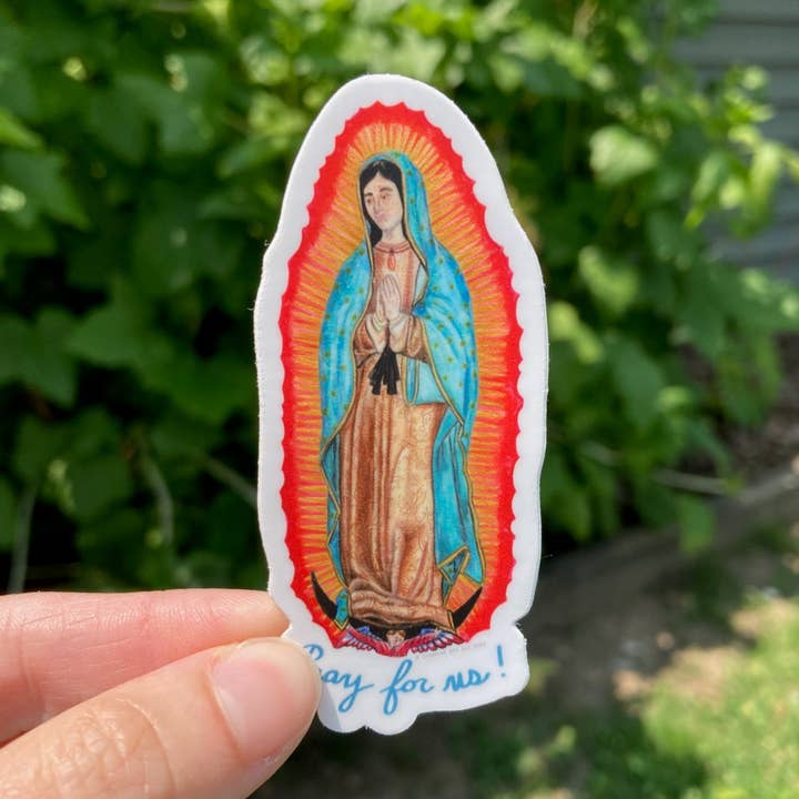 Our Lady of Guadalupe "Pray for us!" Vinyl Sticker for wholesale by Inventus Art