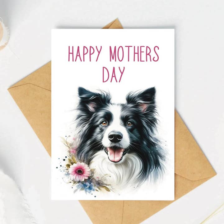 Mothers day card - Border collie for wholesale by Spotty Sketches