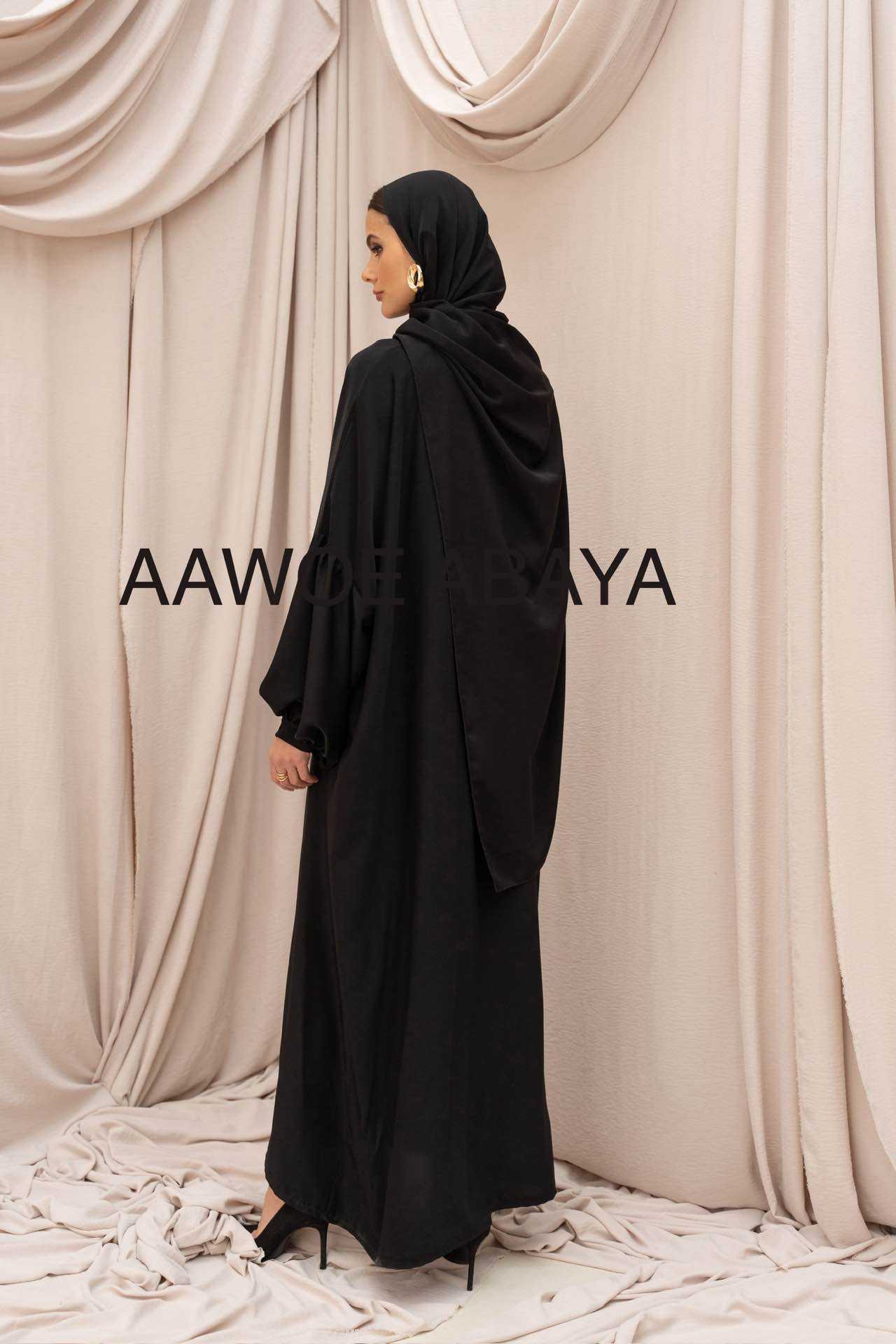 Aawoe Abaya - Wholesale Kaftan - Women's - Medina silk abaya with integrated veil -23334