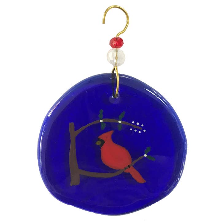 Wine Bottle Art - Wholesale Ornament - Ornament - Redbird & White Berries