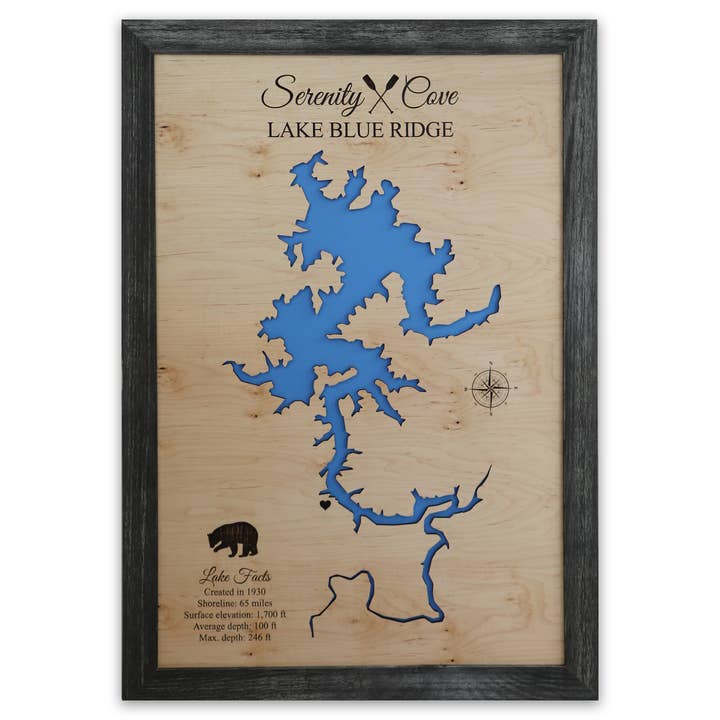Waypoint Maps - Wholesale Map - Lake House Gift - Custom Wood Lake Map of ANY LAKE OR RIVER