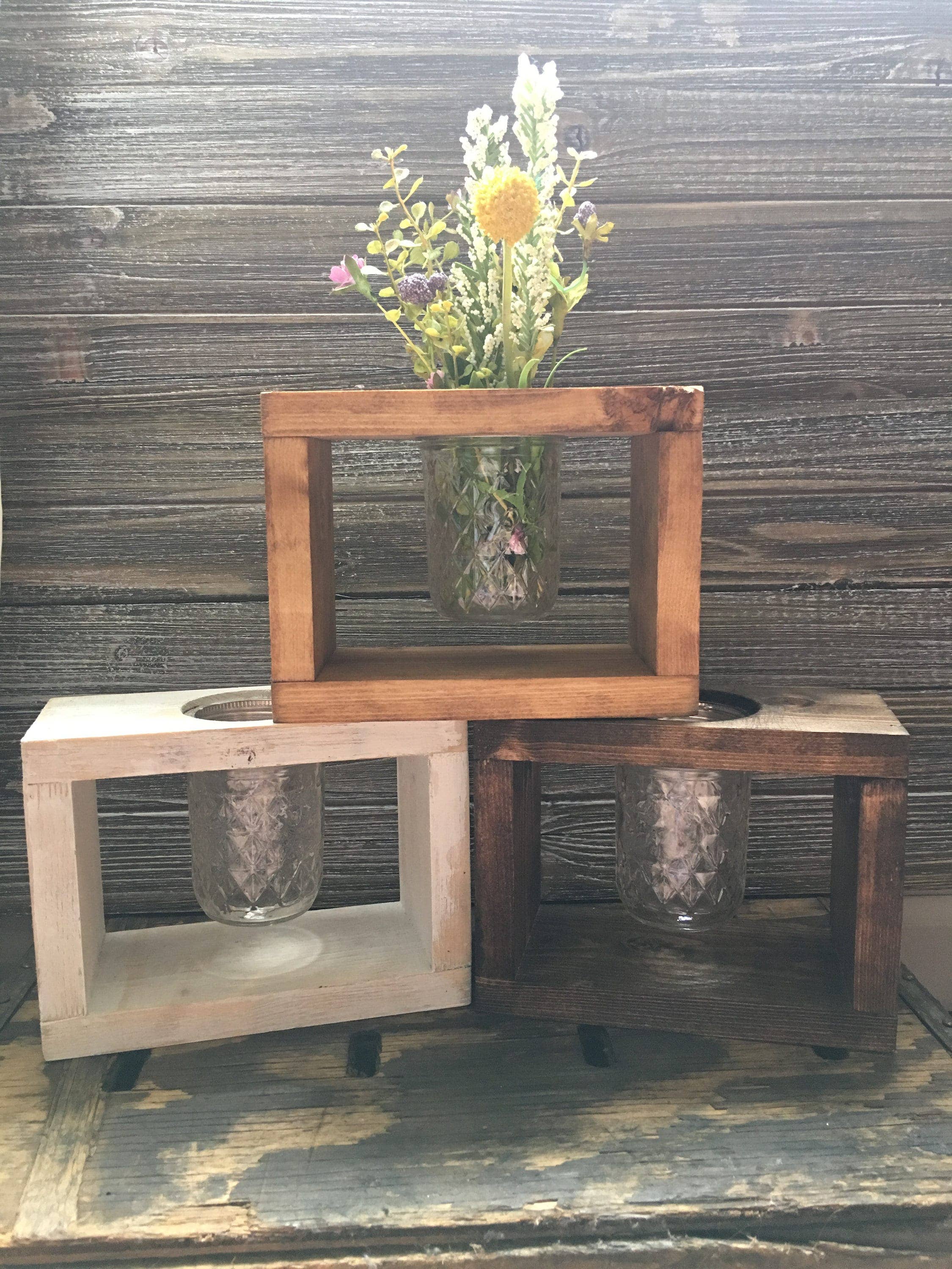 From the Field PGH – wholesale Vase – Wooden Mason Jar Vase - Rustic Decor - Wedding Centerpiece0
