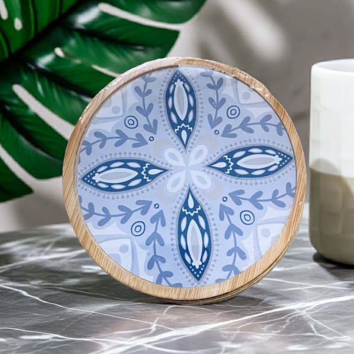 Face It Home Decor – wholesale Coasters – Resin Mandala Round Bamboo Coasters Drinks Mats Tableware4