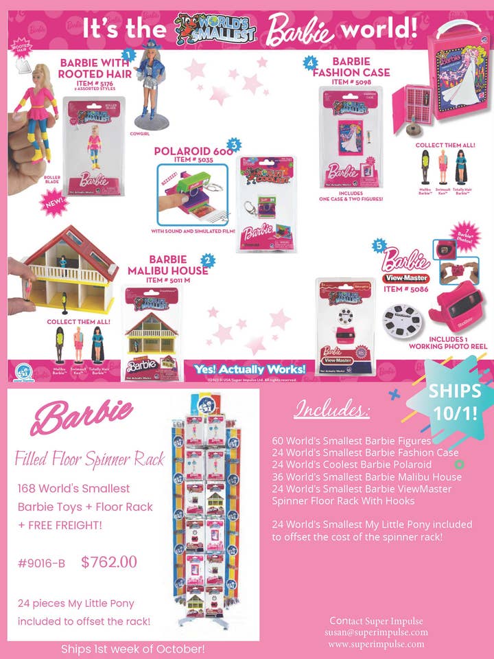 World's Smallest 168-unit Barbie Spinner Rack for wholesale by Super Impulse USA