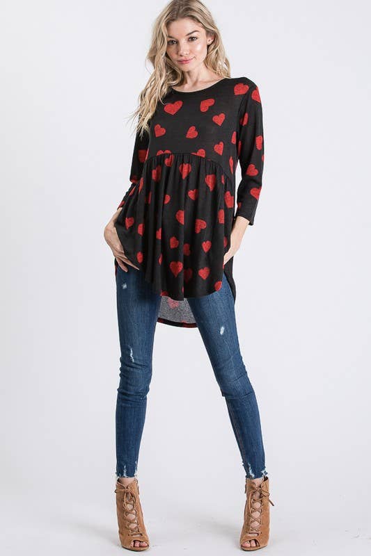 HEIMISH - Wholesale Tunic - Women's - ST1338-42 VALENTINE HEART BABYDOLL TOP10