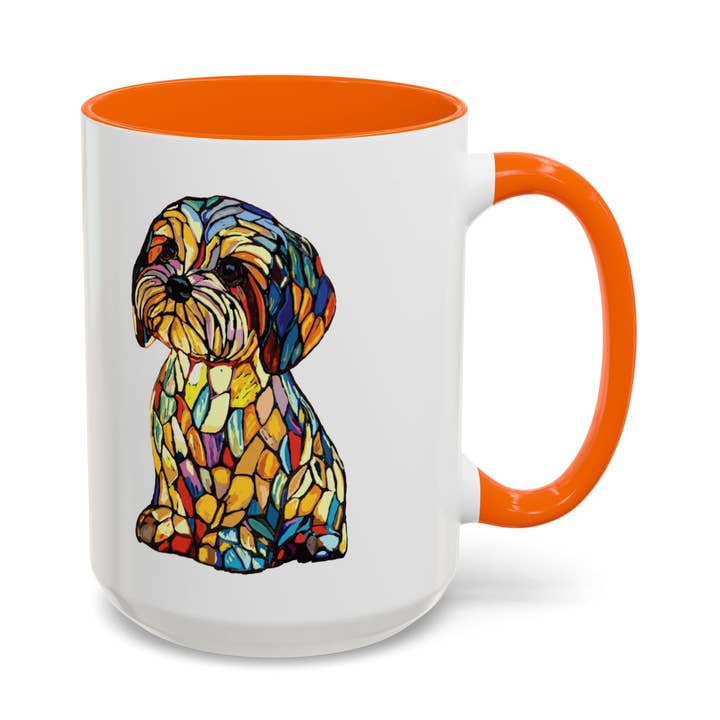 Caneca de Vidro Colorido com Cão em Duas Cores - Chávena de Café com Acento Colorido, Presente para Amantes de Animais de Estimação por atacado de Blue Cava