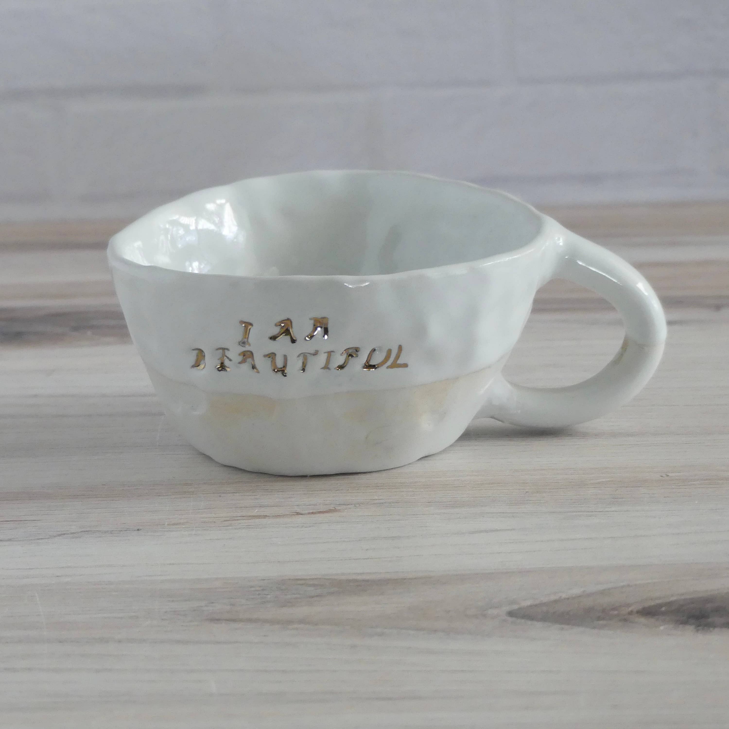 Design by Pouneh - Wholesale Coffee Mug - Personalized Hand built pinch love mugs,8oz with 24k luster2