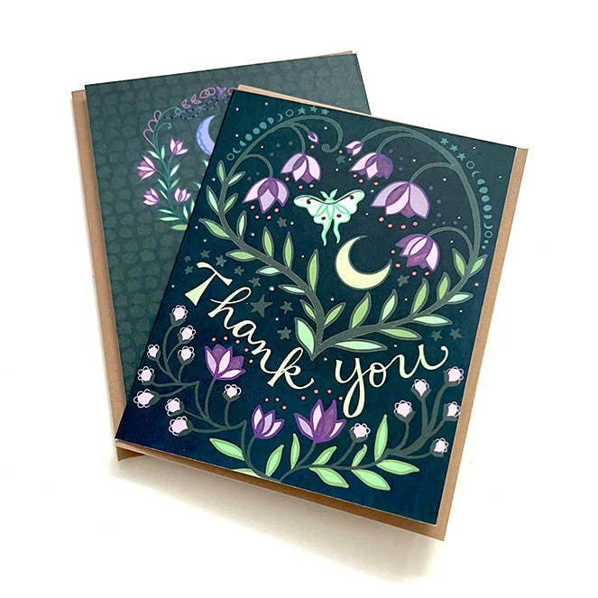 Carte de remerciement Fleur de Papillon Luna - carte de correspondance jardin floral pour la vente par Cynla