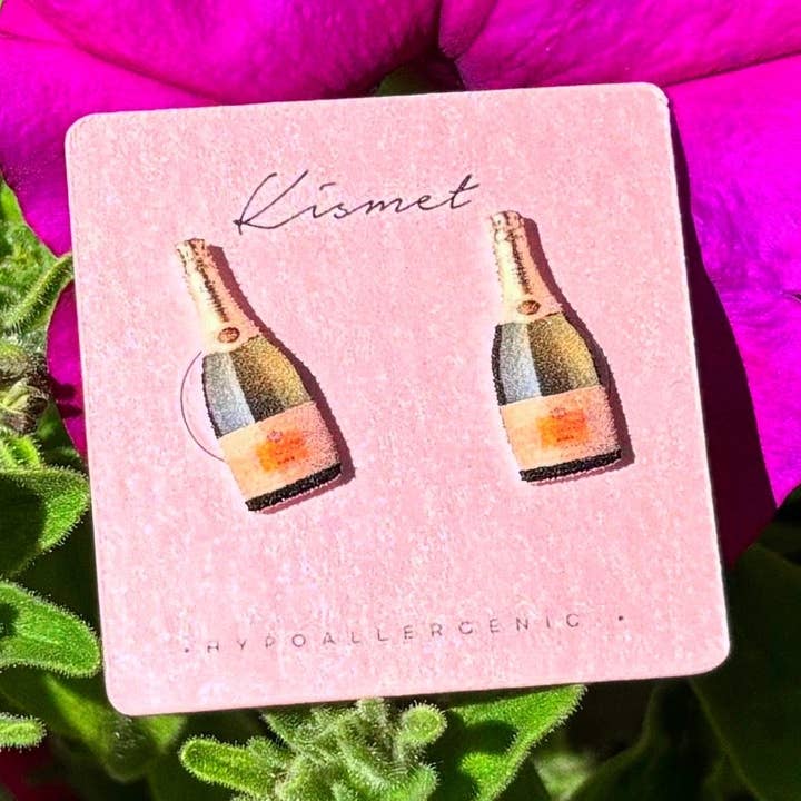 Champagne Bottle Stud Earrings for wholesale by Kismet Showroom