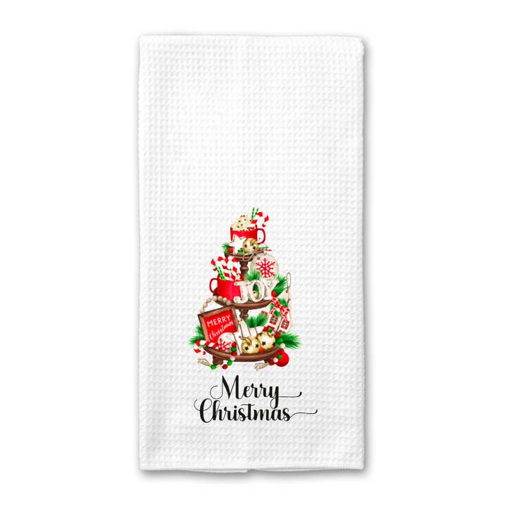 Merry Christmas Tiered Tray wafelgeweven handdoek voor wholesale door 417 Designs LLC