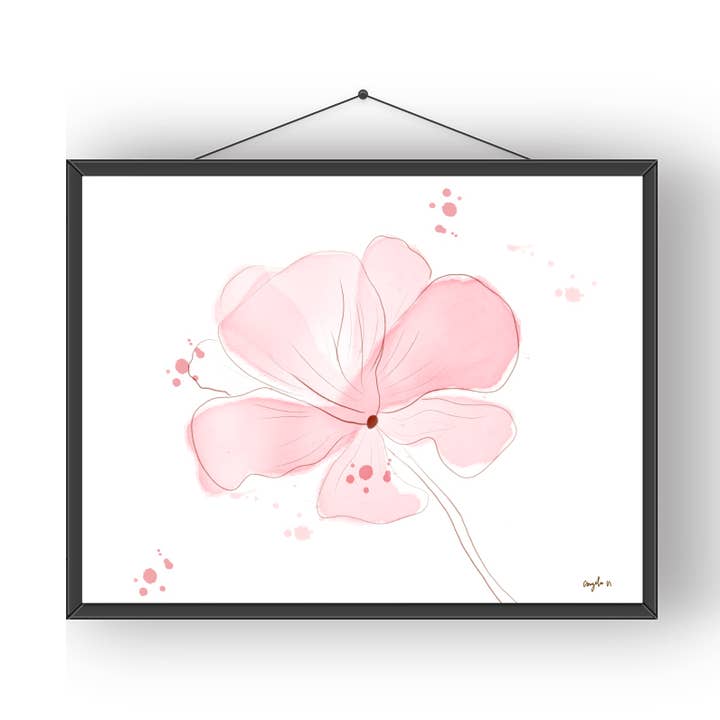 Abstract Wispy Pink Flower Art Print for wholesale by Modera Studio