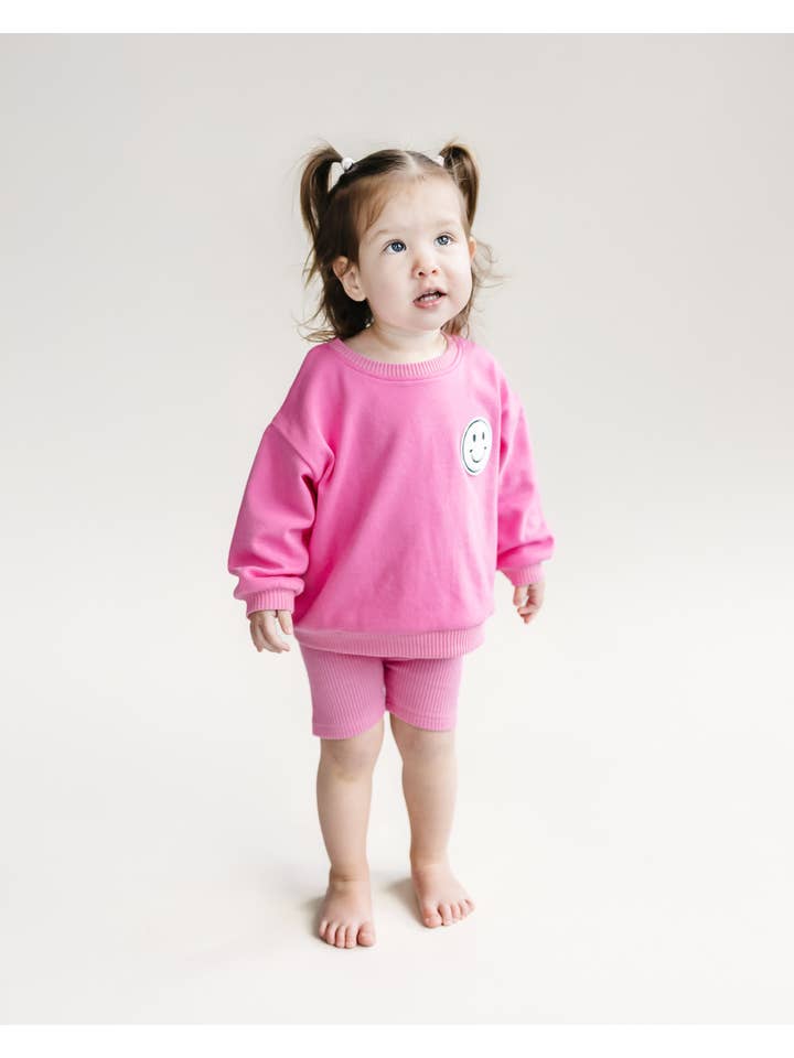 Lucky Panda Kids - Wholesale Top & Short Set - Kids - Baby & Kids Biker Shorts Set | Pink