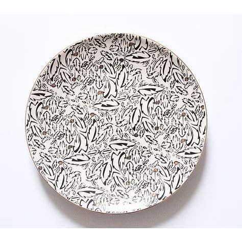 Cheshire Dinner Plate White Leaves - Set of 4 for wholesale by milly sands interiors ltd.