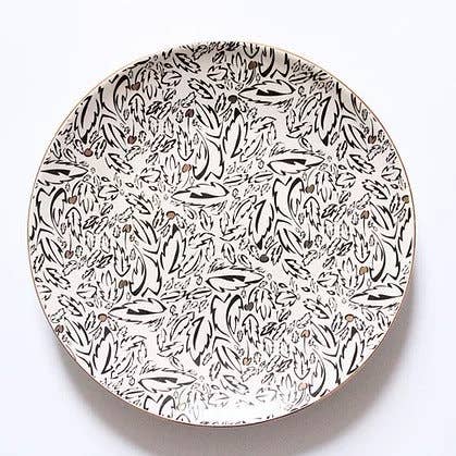 Cheshire Dinner Plate White Leaves - Set of 4 for wholesale by milly sands interiors ltd.