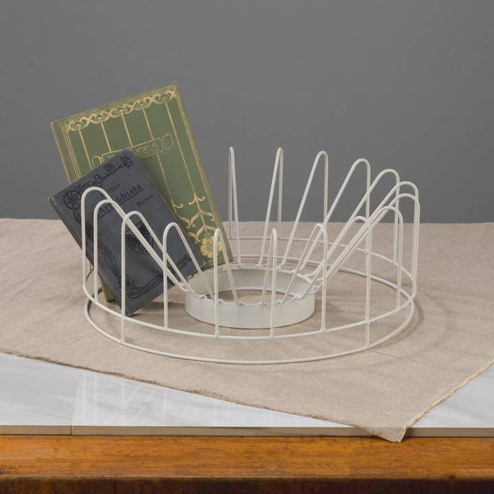 White Circular Plate Display Rack with 20 Slots for wholesale on Faire