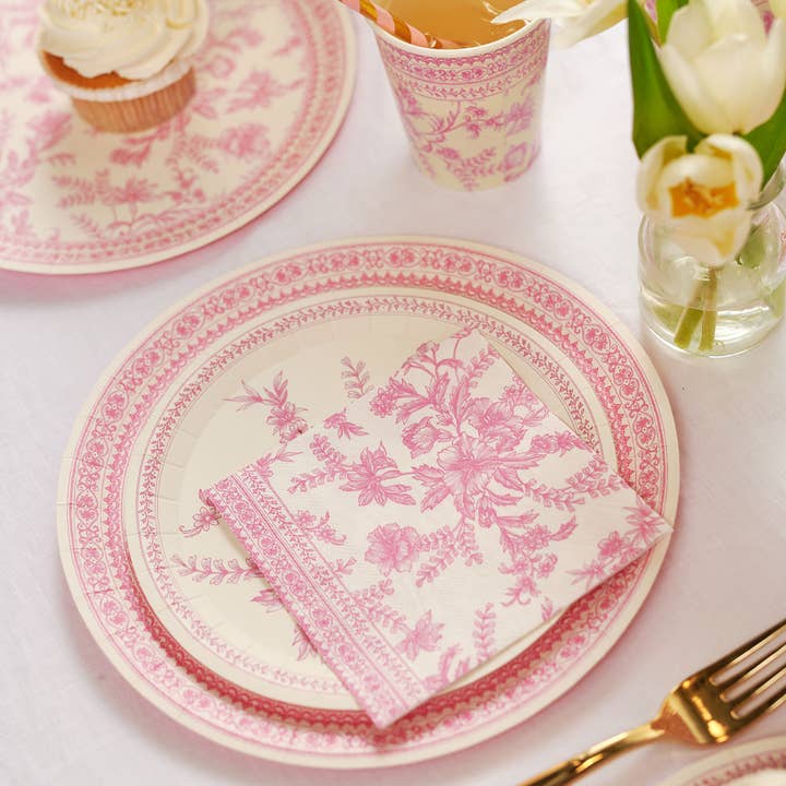 Coterie Party Supplies – wholesale Disposable napkin – Pink Toile Cocktail Napkins (25 per pack)