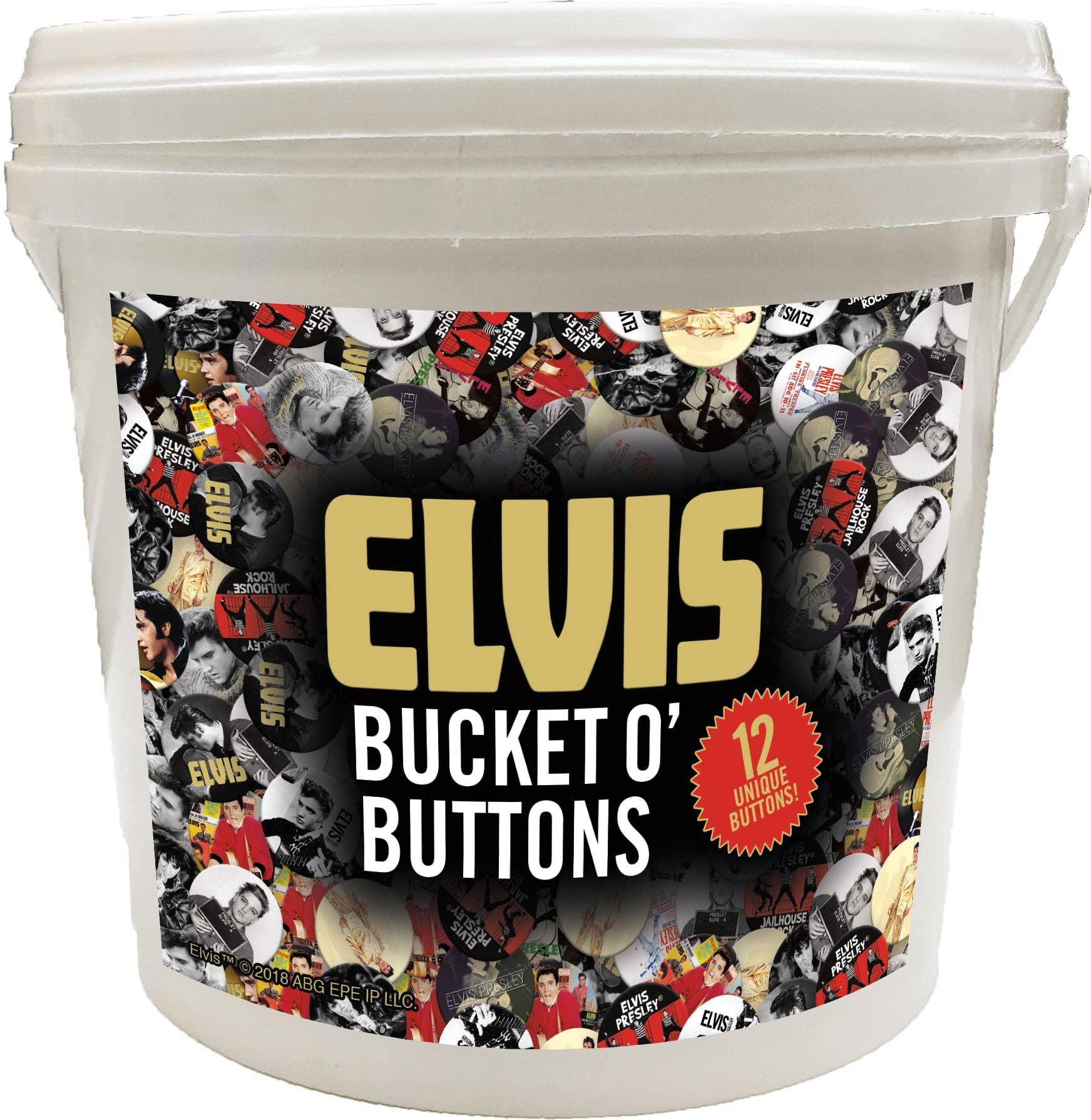 Great Stuff Novelties (GSN) by NMR Brands - Wholesale Lapel Pin/Button - 144 Unit Bucket o' Buttons - Elvis Presley1